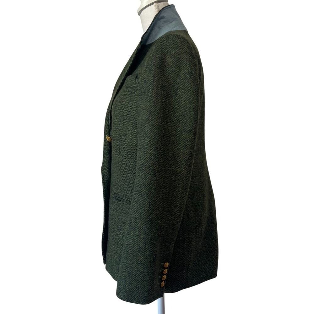 J.Crew Bristol Blazer Jacket Double Breasted Herringbone Wool Green Size 8 - Picture 6 of 10